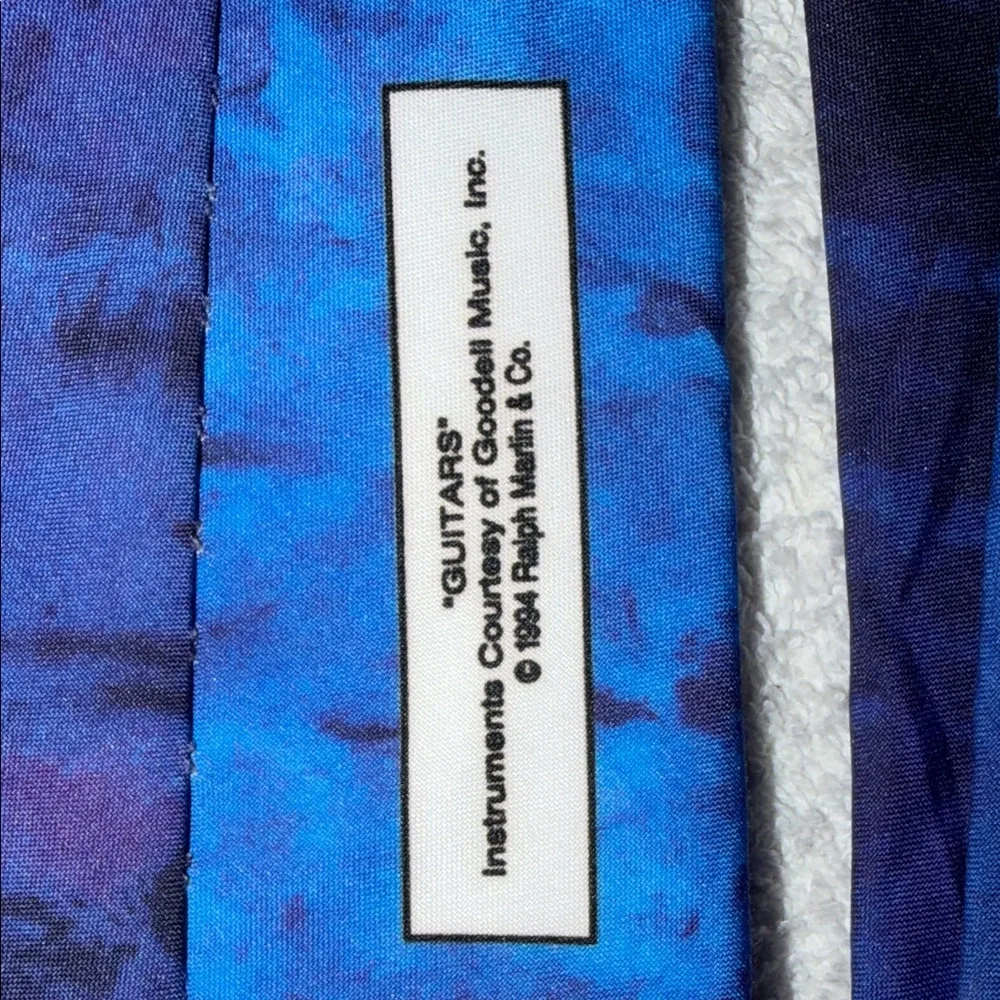 VTG Ralph Marlin Electric Guitar Printed Tie Retro 90s 1994 Music Colorful